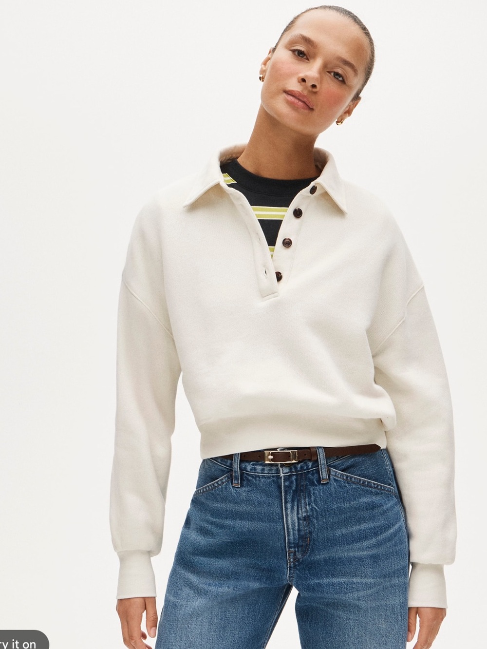 J. Crew Heritage Terry Rugby Sweatshirt - Cream Size XS